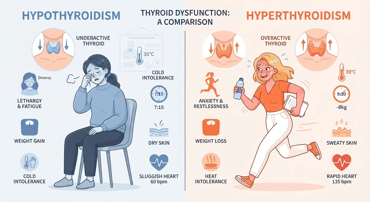 Thyroid Disorders: Hypothyroidism and Hyperthyroidism Side by Side